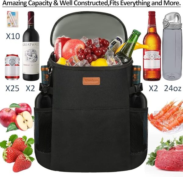 Camping Cooler Backpack 30 Cans, Soft Backpack Coolers Insulated Leak Proof Travel Cooler Bag Waterproof Lunch Picnic Beach Work Trip Thermal Bag Drink Beverage Beer Bag Cooler - Image 6