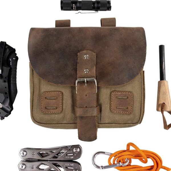 Hide & Drink, Survival Camping Pouch, Belt Loop, Rustic and Handy Tool Bag, Weather Resistant Outdoor Accessories, Traveling Essentials, Waxed Canvas, Handmade - Image 4