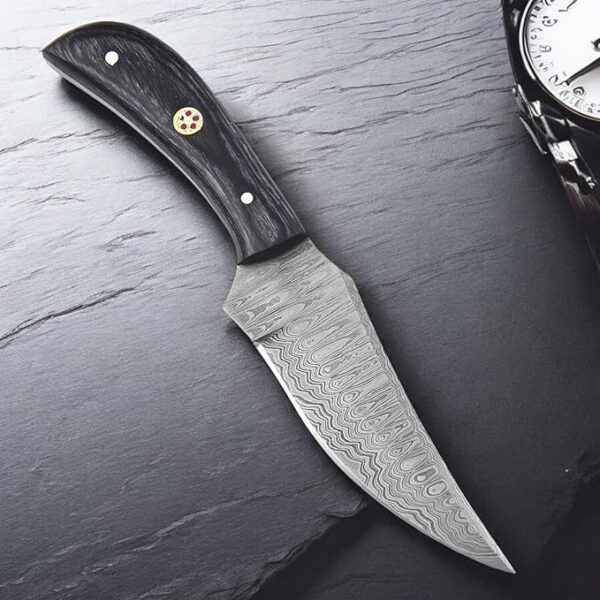 TR-1168 Custom Handmade Damascus Steel 8 Inches Bushcraft Knife - Perfect Grip Engineered wood Handle - Image 4