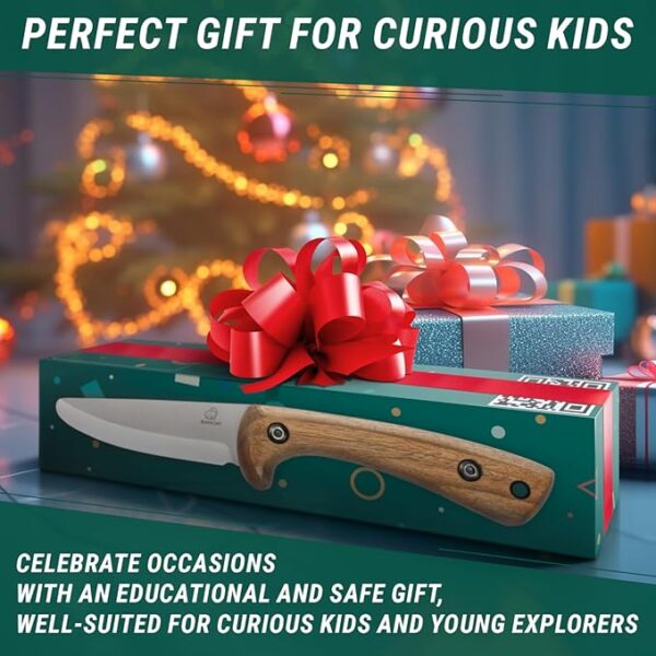 BeaverCraft Kids Boy Scout Knife - Whittling Knives for Kids - Safe Kid Knife with Rounded Tip & Sheath - First Bushcraft Knives for Boys 8-12 BSH Kid - Image 6