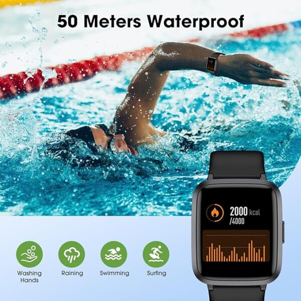 Fitness Tracker Watch with Heart Rate Monitor, Large Screen Activity Tracker with Pedometer, Sleep Monitor, Calories & Step Counter, 5ATM Waterproof Smart Watch for Women Men Fitness Watch for Sports - Image 4