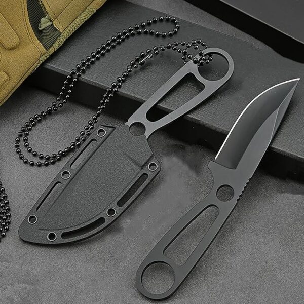 Neck Knife,Fixed Blade Edc,6.5" EDC Outdoor Camping Survival Hiking Necessity Portable Sharp Blade Fishing Hiking for Men (Black) - Image 6