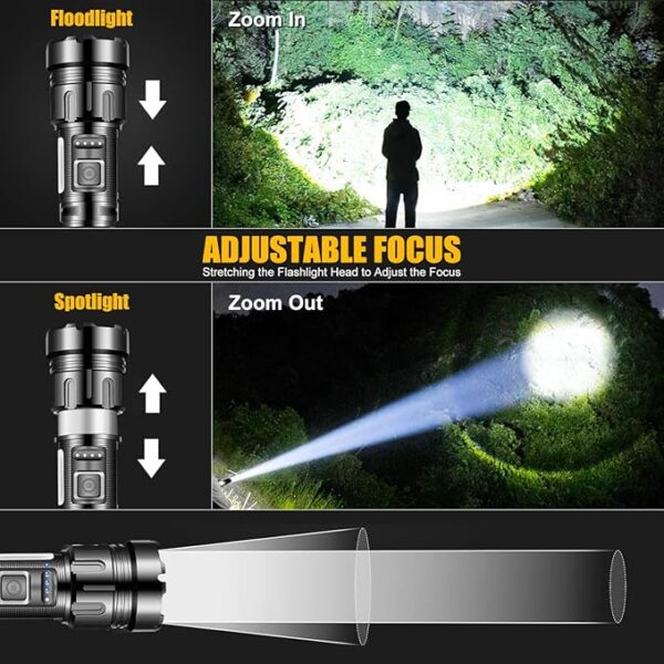 Led Flashlight Super Bright Flashlights Rechargeable High Lumens Torch 5 Modes Zoomable Waterproof for Camping Kids Adults Outdoor Hiking Emergency (L377-1pack) - Image 5