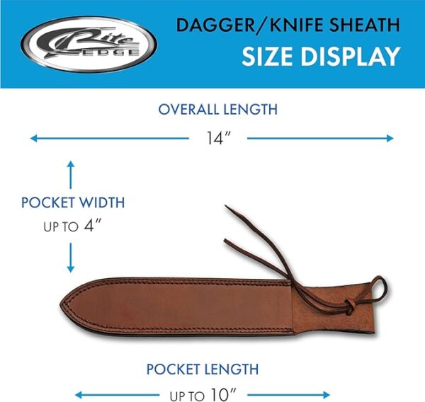 SZCO SUPPLIES Knife Sheath - 14" Brown Genuine Leather Knife Sheath for Belt - Heavy Duty Dagger Sheath, Knife Holster for Hunting, Tactical, Survival Knives - Image 4
