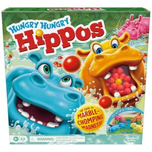 Hungry Hungry Hippos Game for Preschoolers | Instant Marble Relaunch, Easy Set-Up & Storage| Ages 4 and Up | 2 to 4 Players | Kids Games