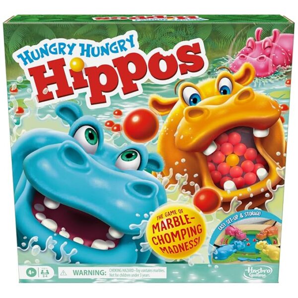 Hungry Hungry Hippos Game for Preschoolers | Instant Marble Relaunch, Easy Set-Up & Storage| Ages 4 and Up | 2 to 4 Players | Kids Games