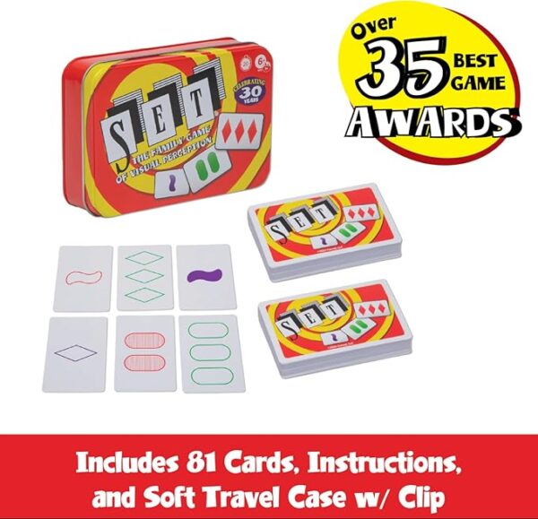 SET Card Games for Kids - Collectors Tin, Matching Game, Learning Games, Fun Family Games, Game Night, Travel Games, Memory Game, Learning Game, Multi-Player Card Game of Visual Perception, Ages 6+ - Image 3