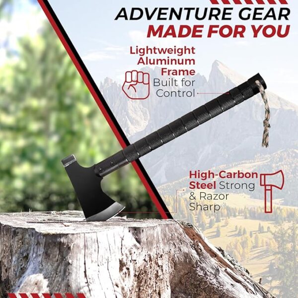 Bushcraft Hatchet - Multi-Tool Camping Hatchet with Firestarter and Saw | Portable Survival Gear | Hiking and Emergency Tools | All-in-One Backpaging Axe for Outdoor Adventures - Image 4