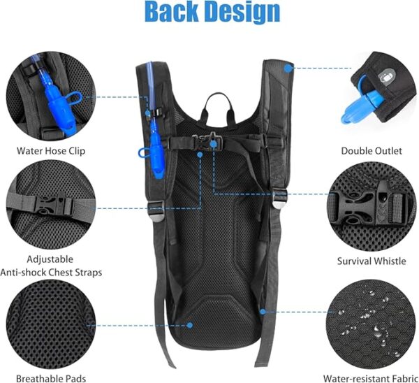 Zavothy Hydration Backpack with 2L Hydration Bladder Water Backpack for Hiking Hydration Pack for Running Cycling Hiking - Image 4
