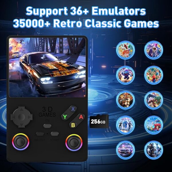 V40 PRO Upgraded Retro Handheld Game Console, Built in 35,000+Classic Games, 36+Simulators, Linux System, 3.5-inch 4K HD IPS Screen Video Player, 256GB TF Card, Portable Pocket Arcade Console (Black) - Image 3