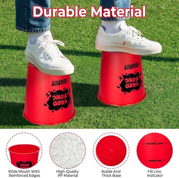 Yard Pong Outdoor Games Set, Yard Games with Durable Buckets, Balls and Carrying Bag, Backyard Toss Game, Outdoor Games for Adults, Family - Image 5