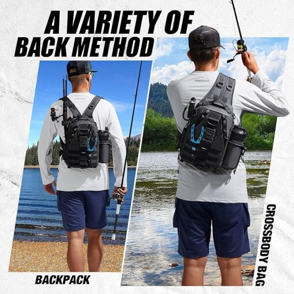 Piscifun Fishing Tackle Backpack with Rod & Gear Holder, Lightweight Outdoor Water-Resistant Fishing Shoulder Storage Bag - Image 3
