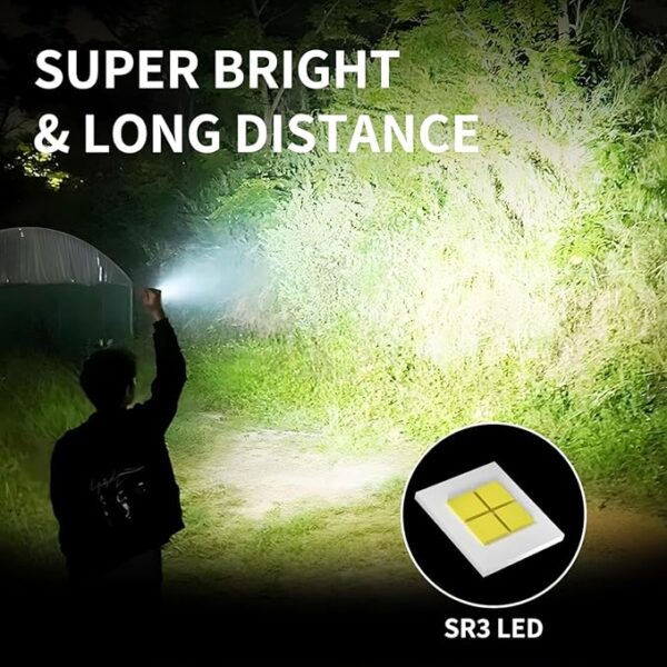 LED Flashlights, Super Bright Tactical Flashlight, Rechargeable, 5 Modes Zoomable Waterproof Flash Lights Adjustable Brightness, Long Lasting for Camping, Emergency, Outdoor, Home, Hiking - Image 3