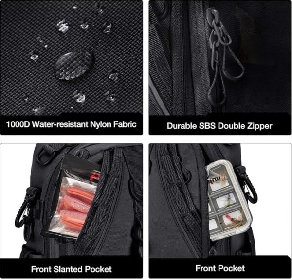 Piscifun Fishing Tackle Backpack with Rod & Gear Holder, Lightweight Outdoor Water-Resistant Fishing Shoulder Storage Bag - Image 6