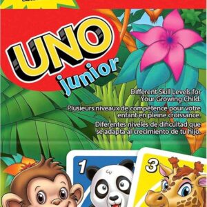 Mattel Games UNO Junior Card Game for Kids with Simple Rules, Levels of Play & Animal Matching for 2 to 4 Players