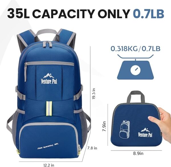 Venture Pal 35L Ultralight Lightweight Packable Foldable Travel Camping Hiking Outdoor Sports Backpack Daypack - Image 6