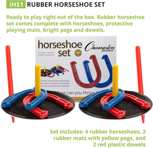Champion Sports Indoor/Outdoor Horseshoe Set Red - Image 6