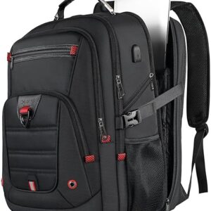 Z-MGKISS Extra Large Travel Backpack, 52L TSA Backpack 17.3 Inch, Anti-Theft 17 Inch Big Business Laptop Backpack for Men & Women, Water Resistant College Rucksack Bag with USB Port, Black