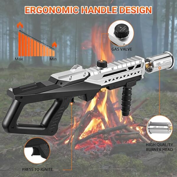Propane Torch Gun â Powerful Grill & Cooking Torch max. 800,000 BTUs â Culinary Torch Sous Vide â Adjustable Flamethrower for BBQ, Campfire, Charcoal Wood Grills Lighter(Tank Not Included) - Image 4