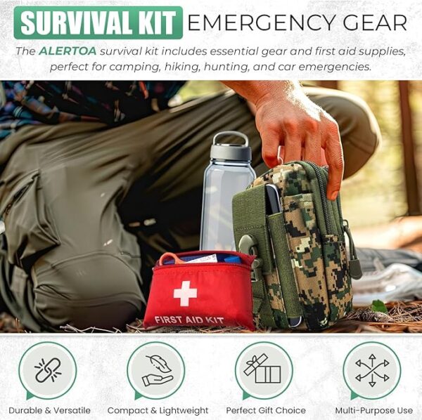 Survival Kit - All-in-One Survival Gear and Supplies for Camping, Hiking, Hunting, and Car Emergencies - Essential Tools, Great Gift for Men, Fathers, Boyfriends, Boys, Dads and Scouts - Image 3