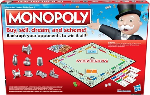 Monopoly Game, Family Board Games for 2 to 6 Players & Kids Ages 8 and Up, Includes 8 Tokens (Token Vote Edition) - Image 3