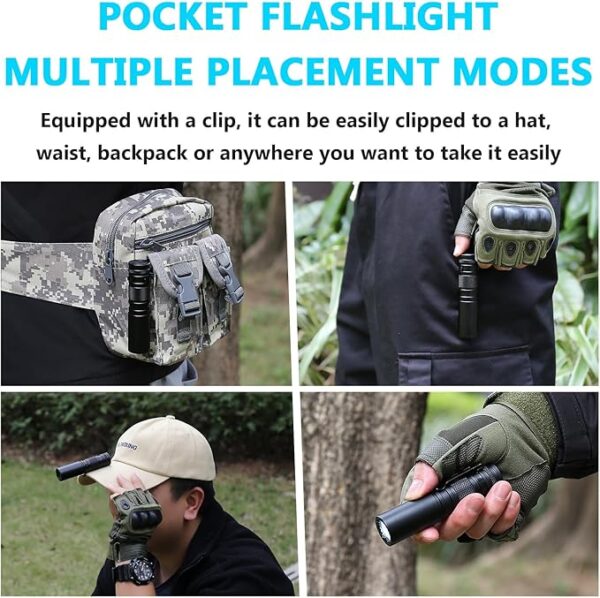 2000LM EDC Tactical Flashlight IP65 Waterproof With 6 Mode,Rechargeable High Lumens LED Pocket Flashlight,14Hr(2600mAh) Battery Life For Daily Home Use, Adventure, Tactical Outdoor, Emergency - Image 6