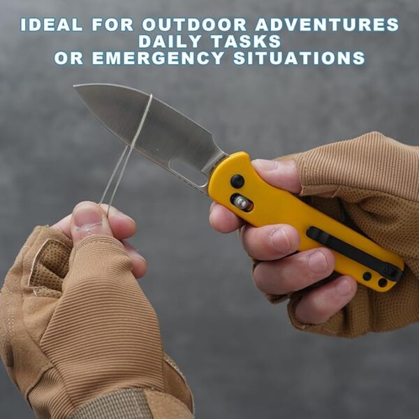 CJRB Hectare Folding Pocket Knife, 3.15" AR-RPM9 Powder Steel Blade G10 Handle Small EDC Knife With Pocket Clip for Men Women, Sharp Camping Survival Hiking Knives J1935 (Yellow) - Image 3