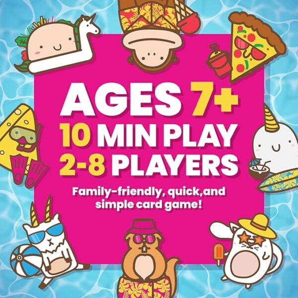 Taco Cat Goat Cheese Pizza Pool Edition Wildly Entertaining Waterproof Card Game for Outdoor Game Days | Easy to Play with 10 Minute Rounds | Fun for Kids, Teens, Adults, and Families | 2-8 Players - Image 3