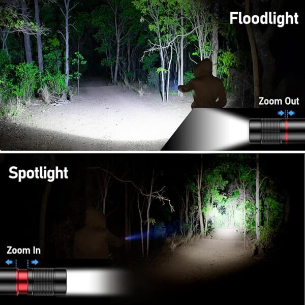 Flashlight Rechargeable 2 Packs, High Lumens Flashlight, Super Bright Small LED Flash Light- Zoomable, Adjustable Brightness, Long Lasting for Camping, Outdoors and Home Emergency - Image 4