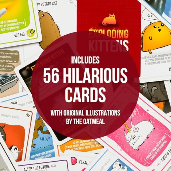 Exploding Kittens Original Edition - Hilarious Game for Family Game Night - Funny Card Games for Ages 7 and Up - 56 Cards - 2-5 Players - 15 Minutes of Play - Image 3