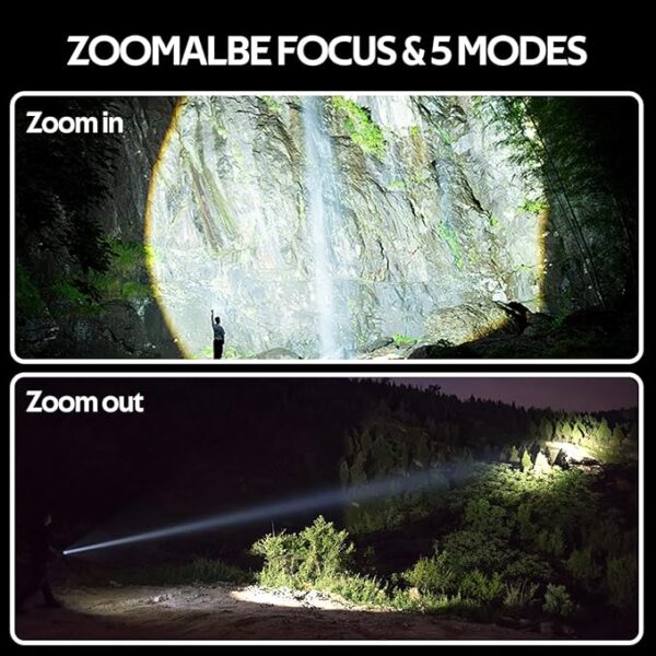Rechargeable LED Flashlights, Blissbird 5 Modes Flashlight Adjustable, Zoomable with LCD Digital Display, Brightest Flashlight, Multi-Functional Handheld Flashlight for Home, Camping, Emergency - Image 4