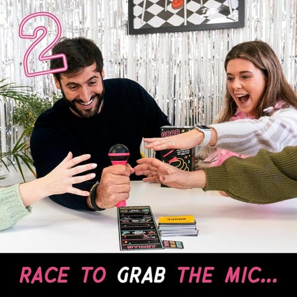 Lucky Egg Official Grab The Mic â Family Karaoke Game, 8+ Year Olds, 2-10 Players - Board Game for Bad Singers with 250 Lyrics (125 Cards) for Hilarious Game Nights & Birthday Party, Kids Gift - Image 5