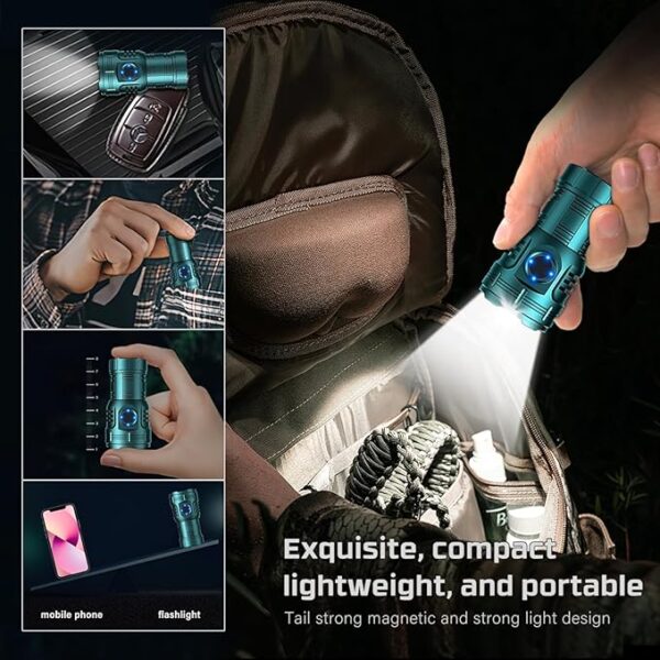 FZH 3000 Lumens Rechargeable Small Flashlight, Mini Tactical LED Flash Light Super Bright Pocket EDC Torch 7 Modes USB C for Home Outdoors, Emergency, Work - Image 4