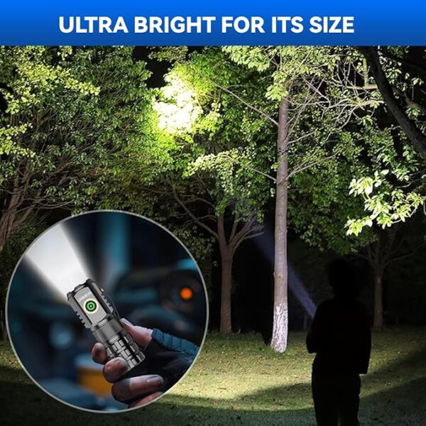 2-Pack XC06 Mini Flashlight Rechargeable,Pocket Flashlight with Magnet,Super Bright Small Compact Flashlight,5 Modes EDC Flashlight for Camping,Emergency. - Image 6