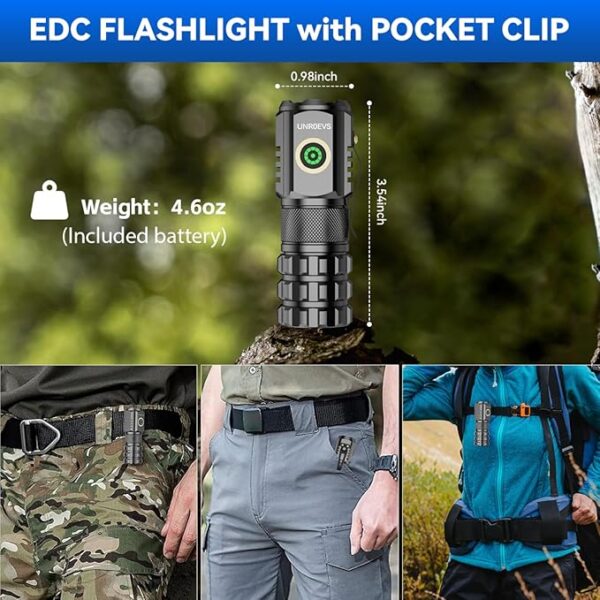 2-Pack XC06 Mini Flashlight Rechargeable,Pocket Flashlight with Magnet,Super Bright Small Compact Flashlight,5 Modes EDC Flashlight for Camping,Emergency. - Image 5