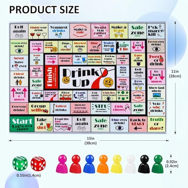 Drinking Board Games for Adults, Rubber Mat Drinking Board Game, Funny Party Interactive Drinking Games for Game Night, Birthday, Family Play or Any Occasion, Age 21+, 2-8 Players - Image 5
