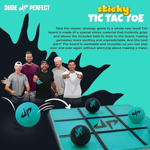 Dude Perfect Sticky Tic Tac Toe, Kids Tabletop Activity, for Family Game Night, for Gift and Parties, 2 Players, Ages 4+ - Image 3