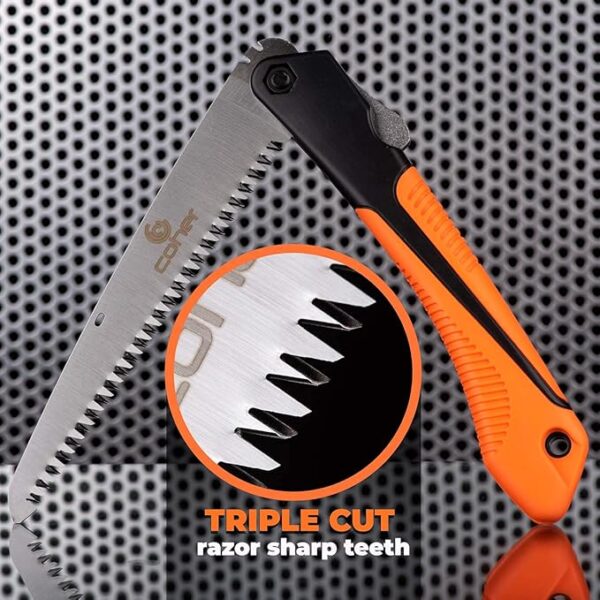 Folding Saw, 8 Inch Rugged Blade Hand Saw, Best for Camping, Gardening, Hunting | Cutting Wood, PVC, Bone, Pruning Saw with Ergonomic Non-Slip Handle Design - Image 5