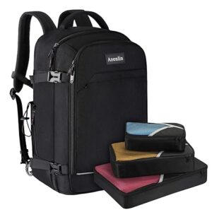 Asenlin 40L Travel Backpack for Women Menï¼17 Inch Laptop Backpack Flight Approved Luggage Carry On Water Resistant Computer Backpack for Weekender Overnight Large Daypack Black