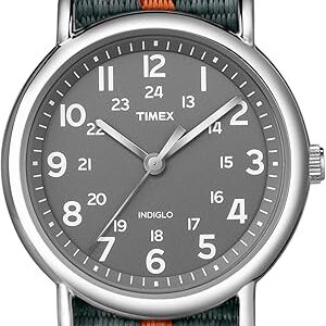 Timex Weekender 38mm Unisex Analog Watch | INDIGLO Backlight | Adjustable Durable Nylon Fabric Slip Through Strap | 24 Hour Time