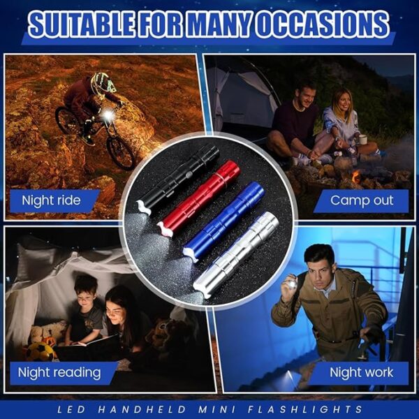 36 Pcs Mini Flashlights Bulk Bright Aluminum LED Handheld Torches with Lanyard Small LED Flashlights for Night Reading Emergency Hurricane Camping Hiking Party Favors(Multicolor) - Image 5