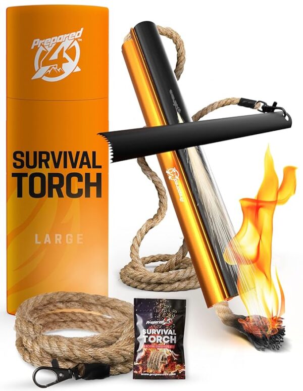 Fire Starter Survival Tool - All-in-One Flint and Steel Fire Starter Kit (Large and Rope Refill)