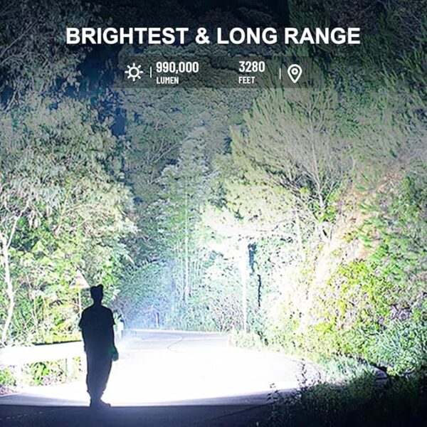 Rechargeable Flashlights 990,000 High Lumens, Super Bright LED Flashlight Powerful with 10000É±Ah Capacity, 5 Modes Waterproof Flashlight Handheld Flash Lights for Home Camping Emergencies - Image 3