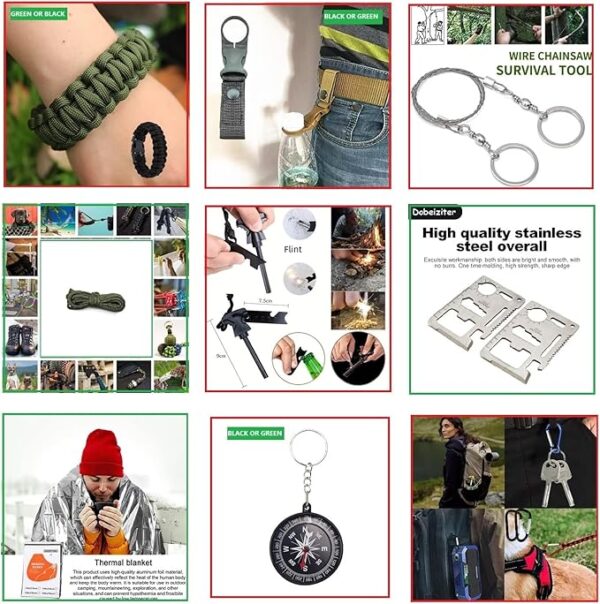 26-in-1 Outdoor Survival Gear Kit with Heavy-Duty Storage Bag, First Aid & Fire Starter â Emergency Tools for Camping Hiking, Gifts for Dad, Husband, Men Women ï¼YSK01.BKï¼ - Image 5