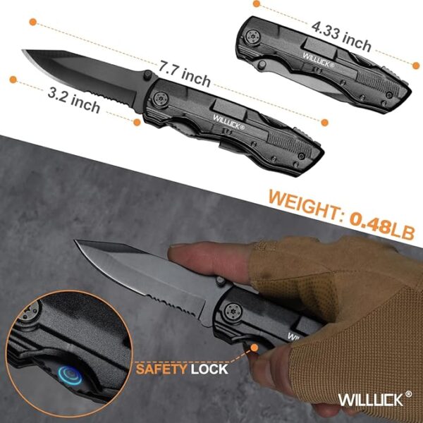 Gifts for Men,Multitool Pocket Knife with Blade,Stocking Stuffers for Men,Christmas Valentinens Day Fathers Day Birthday Gifts for Men Him Dad Husband,Camping,Emergency,Outdoor - Image 4