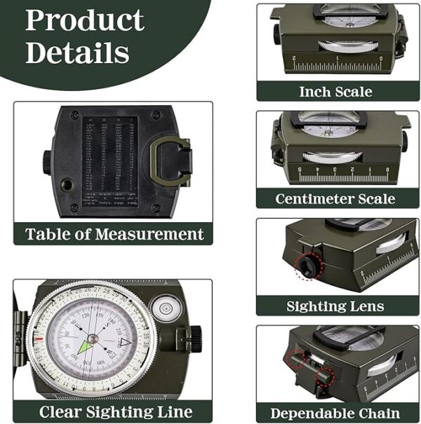 Compassesï¼Hiking Compass for Survival with ï¼Compass Survivalï¼Waterproof Durable and Pocket-SizedTactical Survival Compass with Lanyardï¼Climbing Biking Exploring Geology, Outdoor Activities - Image 4