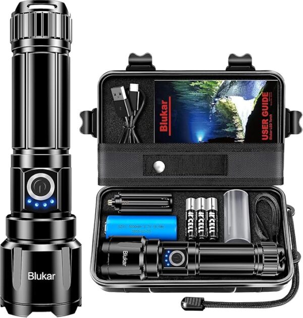 Flashlight Rechargeable, High Lumens Super Bright Flashlights - Zoomable, 5 Light Modes, IP67 Waterproof, Powerful Long Lasting Handheld Flash Light for Emergencies, Camping, Hiking - Image 2