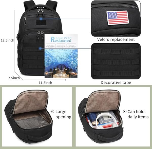 Wotony Military tactical backpack, backpack for men black small tactical assault bag - Image 4