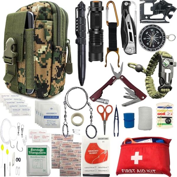 Survival Kit - All-in-One Survival Gear and Supplies for Camping, Hiking, Hunting, and Car Emergencies - Essential Tools, Great Gift for Men, Fathers, Boyfriends, Boys, Dads and Scouts - Image 2