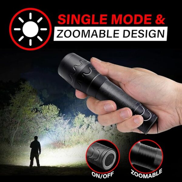LED Magnetic Flashlights Single Mode Bright Handheld Flashlight with Adjustable Focus, Emergency Light for Camping, Power Outages, Indoor use, 2 Pack - Image 5